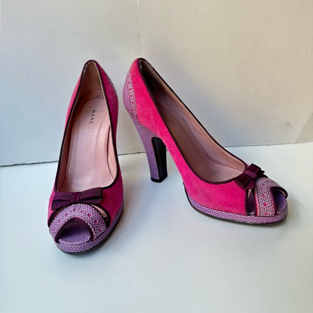 Vintage Marc Jacobs High Heels Shoes Pink and Purple Leather Size 6.5